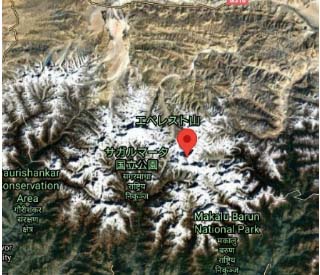 Googleマップのエベレストの航空写真