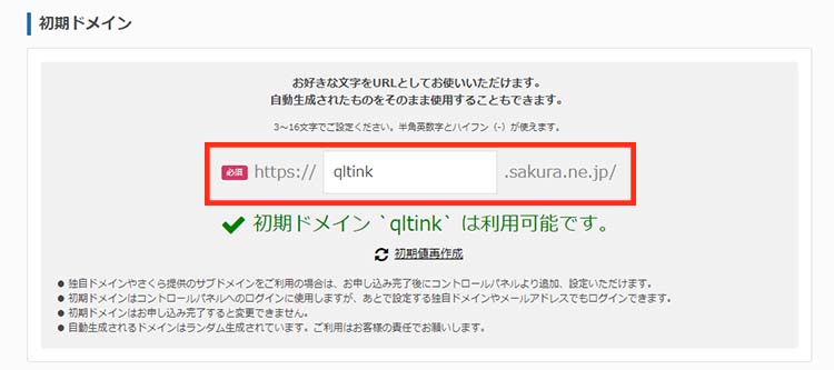 初期ドメインを入力